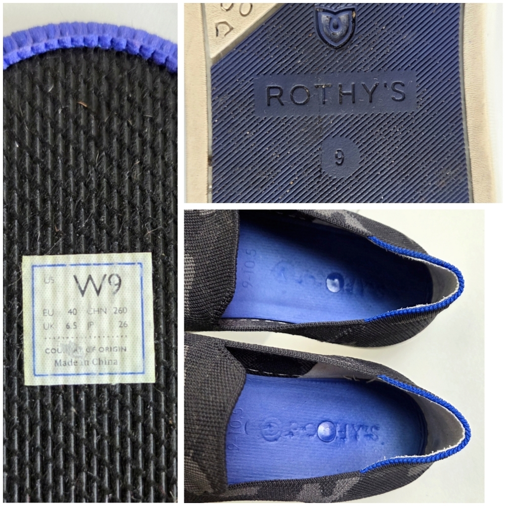 Rothy's Camo Pattern Slip-On Sneakers, Gray & Black  Size 9 - Picture 11 of 16
